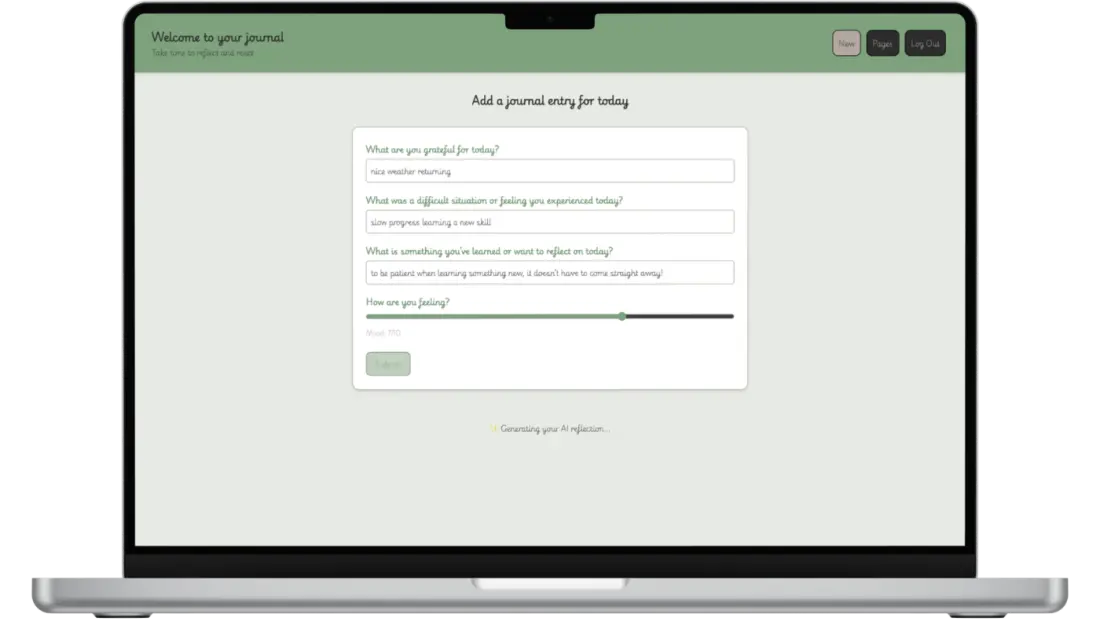AI Journal app mockup