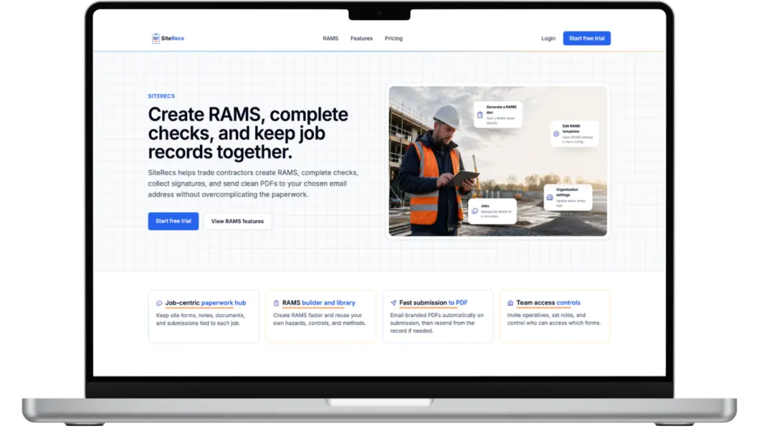SiteRecs web app mockup
